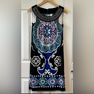 Signature by Sangria Black and Blue Mini Dress Size 12